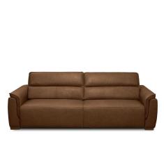 Imagem de Sofá Decorativo Lorenzo 3 Lugares Sala De Estar 220cm Reclinável E Retrátil Couro Marrom Claro Manchado