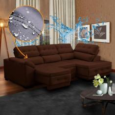 Imagem de Sofá Retrátil 5 Lugares Canto Chaise Impermeabilizado 250 Cm Luiza Sue