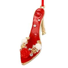 Imagem de WhatSign Enfeites de Natal de salto alto – Ornamentos de sapato de salto alto de metal para decorações de árvore de Natal, enfeites de lembrança de árvore de Natal, presentes para mulheres e meninas