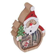 Imagem de Enfeite de Natal de Madeira de 6 Pés Com Luz Quente, Ornamento de Decorações de Natal de Madeira Compensada de Choupo, Decorações Internas e Externas para Casa, Escritório,