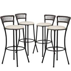 Imagem de Kit Com 6 Banquetas Alta Forts Gelo Floral, Fibra Uv Bancada, área Goumert, Bar, Piscina, Balcão