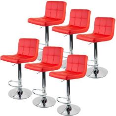Imagem de Kit 6 Banquetas Gomos para Cozinha 3-35 - Riverside, Vermelha