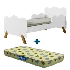 Imagem de Cama Juvenil Com Pés Em Madeira Branca Com Colchão Probel