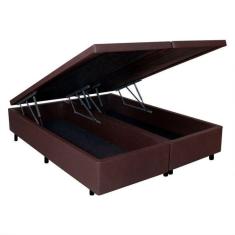 Imagem de Base Box Baú King 193x203x42cm em Courino com Pistão a Gás Marrom