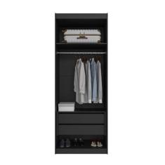 Imagem de Guarda Roupa 2 Portas Cabideiro 2 Gavetas Hera Cabecasa Madeiramadeira Preto