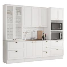Imagem de Cozinha Completa Americana 4 Peças com Torre Quente 2 Fornos - Móveis Henn Branco