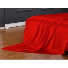 Imagem de Lençol Superior Avulso Casal King Cetim Seda Vermelho Brilho - Confecç