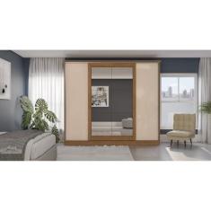 Imagem de Guarda-roupa 4 Portas de Correr e 4 Gavetas Canela/macadâmia