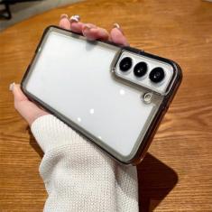 Imagem de Capa luxuosa transparente à prova de choque para Samsung S24 S23 S22 S21 FE Plus Ultra 5G A12 A32 A52 A72 4G A33 A53 A73 A13 Capa de cristal, cinza, para Samsung S23 Plus