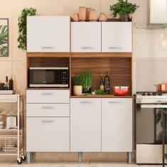 Imagem de Armário Cozinha Compacta 6 Portas 2 Gavetas 1 Espaço Forno Harmonia Amendola Branco