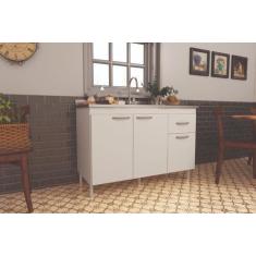 Imagem de Balcão de cozinha predilleta adrieli para pia de 120 cm 3 portas e 1 g