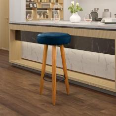 Imagem de Banco Alto Camila Espuma Decorativa Para Balcão Bistrô Azul Escuro - A