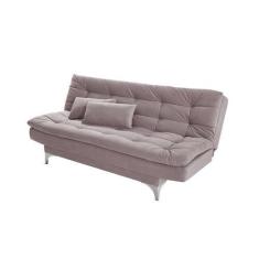 Imagem de Sofá-Cama Casal Pratic Suede Liso Marrom Claro - Império Estofados