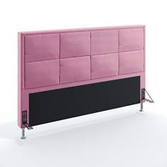Imagem de Cabeceira Estofada Para Cama Box Maia 195 Para Cama King Sued Rosê Aradecor
