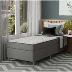 Imagem de Cama Box Solteirão Gladiador Mola Ensacada Individual Acoplado Cinza Softflex