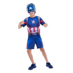 Imagem de Fantasia Capitão América Infantil Vingadores Ultimato Curto Com Máscar