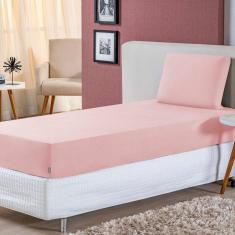 Imagem de Jogo De Lençol Solteiro Malha 100% Algodão 2 Peças Cor Rosa