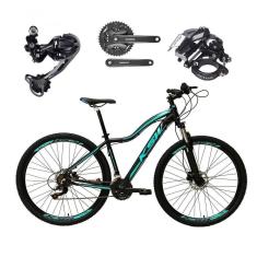 Imagem de Bicicleta Aro 29 Ksw Mwza Feminina Câmbio Deore E Altus 27v F/hidráulicos Garfo Trava - Preto/azul Tam.15