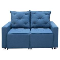 Imagem de Sofá Retrátil 2 Lugares Bariloche 1.80cm Shop Das Cabeceiras Azul Linho
