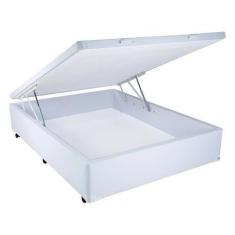 Imagem de Cama Box Baú Casal Branco com Pistão A Gás - 138x188 - RR Colchões