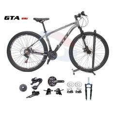 Imagem de Bicicleta Aro 29 Gti Roma Kit 2x9 Gta Sunrun Freio Disco K7 11/36 Pedivela 24/38d Garfo Com Trava - Cinza/preto Tam.19