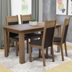 Imagem de Mesa Tampo de Madeira com 4 Cadeiras Rustic Preto
