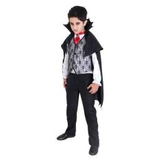 Imagem de Fantasia de Halloween Vampiro Twilight Infantil Com Capa e Gravata - S