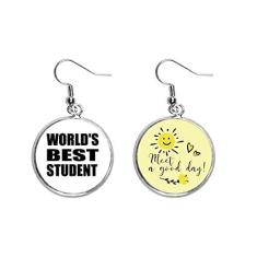 Imagem de World's Best Student Teacher Citação Ear Drop Sun Flower Brinco Joias Fashion