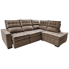 Imagem de Sofá de Canto Direito 2,65x2,30m Retrátil e Reclinável com Molas Ensacadas Cama inBox Nobre Castor