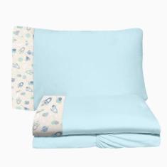 Imagem de Jogo De Lençol 3 Peças Solteiro 78cm Cama Auxiliar Foguete Azul Brilha