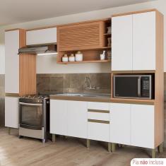 Imagem de Cozinha Completa Thela Bárbara Com Balcão De Pia Freijó E Branco