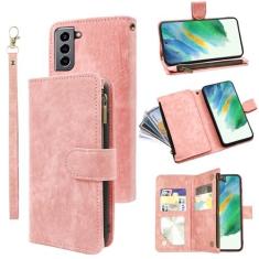 Imagem de Capa carteira compatível com Samsung Galaxy S21 FE Gaxaly S 21 FE 5G e porta-cartão de crédito de couro vintage premium acessórios para celular Glaxay S21FE5G UW S21FE 21S G5 feminino masculino rosa