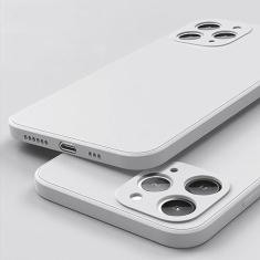 Imagem de Capa de telefone quadrada de silicone líquido para iPhone 14 12 11 13 Pro Max Mini X XR XS 7 8 Plus SE 2 Capa de proteção de lente completa, branca, para iPhone 14 Plus