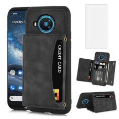 Imagem de Asuwish Capa de telefone para Nokia 8.3 5G Nokia 8V G5 UW Capa carteira com protetor de tela de vidro temperado e suporte de cartão de crédito de couro PU com suporte robusto acessórios para celular