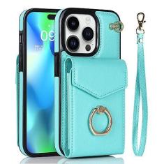 Imagem de Capa de telefone de couro de luxo para iPhone 14 13 12 Mini 11 Pro X XS Max XR 8 7 6 6S Plus SE 2020 Carteira titular do cartão Stand Back Cover, verde menta, para iPhone 11