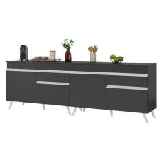 Imagem de Kit Armário de Cozinha Gabinete Pia 120cm Veneza Multimóveis Mp2159 Preto/branco