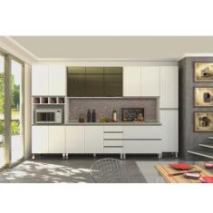 Imagem de Cozinha Modulada Compacta 6 Peças Com Tampo Branco Vidro Reflecta Péro