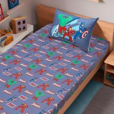Imagem de Jogo de Lençol 2 Peças Portallar Disney Marvel Avengers Evergreen Blue Solteiro