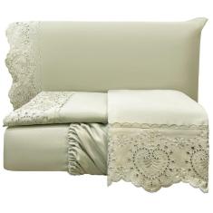 Imagem de Jogo Lençol Queen Passione Bordado Inglês 4 pçs Bege