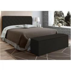 Imagem de Cabeceira Baú Colchão Box De 160cm Paris Amassado Chocolate