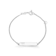 Imagem de Pulseira Melindrosa Infantil Borboleta De Prata 925 Com Banho De Ródio