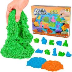 Imagem de Massinha Areia Sensorial Infantil Colorida Forminha 500g - Dm Toys