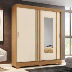 Imagem de Guarda-Roupa Casal 2 Portas 2 Gavetas Com Espelho Flex Nature/Off Whit