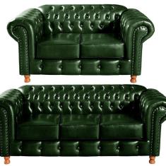 Imagem de Conjunto De Sofá 3 Lugares E 2 Lugares Chesterfield Luís XV Verde