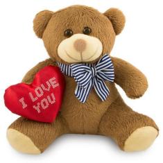 Imagem de Ursinho de Pelúcia Apaixonado 20cm Anti-alérgico - Toybrink, Marrom