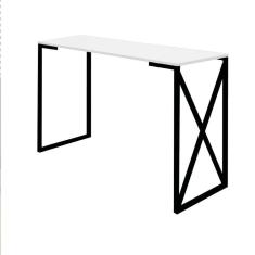 Imagem de Mesa De Escritório Computador 90cm Bex Industrial Ferro Preto MDF Off White - Ahz Móveis