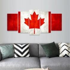 Imagem de Quadro Arte Bandeira Canadá Mosaico 5 Peças