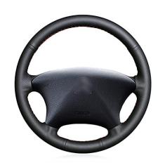 Imagem de Capa de volante de carro confortável antiderrapante costurada à mão em couro preto, apto para Citroen Xsara Picasso 2003 a 2010 Parceiro Peugeot 2003 a 2007 2008