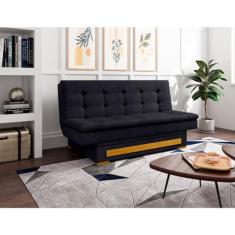 Imagem de Sofa Cama Suede 2 Lugares com Baú Berilo Espresso Móveis Preto