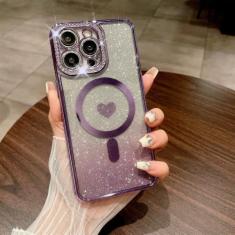 Imagem de Luxo glitter diamante bonito amor caso para iphone 15 14 11 12 13 pro max, roxo, para iphone 15